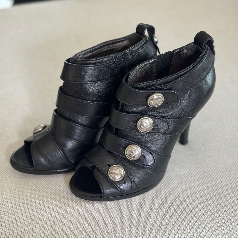 COACH | PAULINE BRANDIE BLACK LEATHER VICTORIAN ACADEMIA ANKLE BOOTS SIZE 6